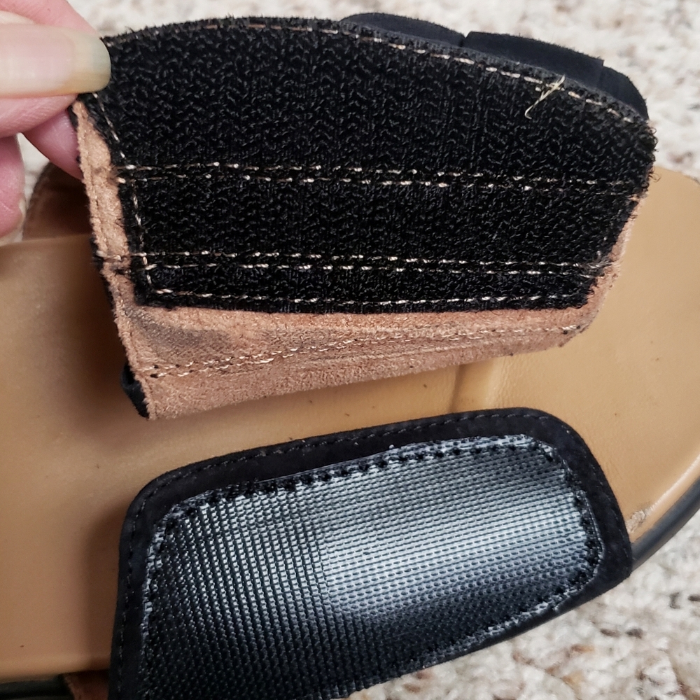 Vionic Slides Black Womens Roni Size 6 Suede Ruffle Shoes Detail Slip-On Sandals - Picture 9 of 15